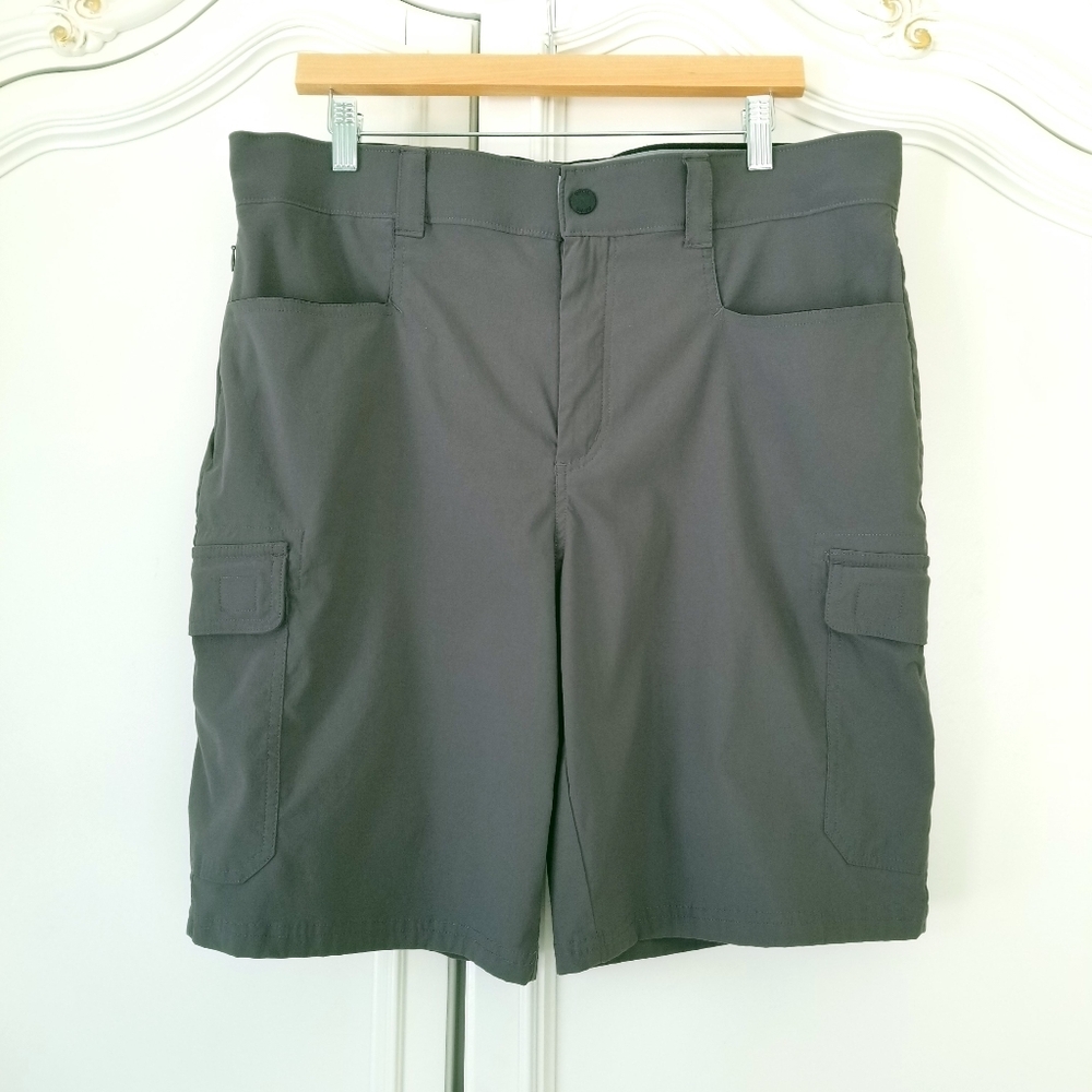 Orvis Gray Stretch Nylon Cargo Shorts Hidden Pocket Hiking Outdoor Mens 34